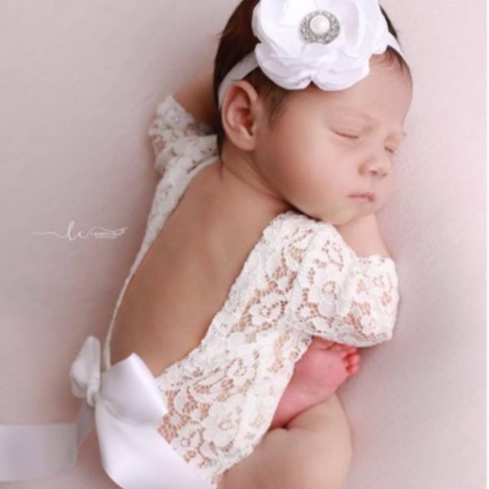 Newborn Lace Floral Spring Easter Girl Outfit Clothes Dress Photoshoot Romper